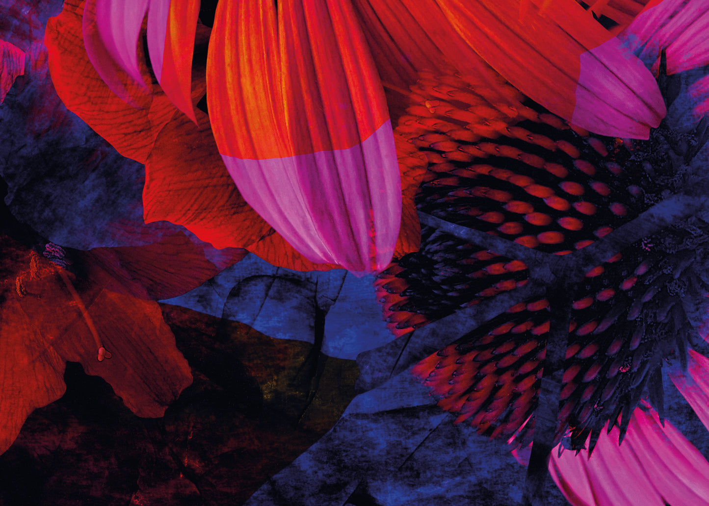 Exklusives Kunstwerk 'brave' von Theresa Lambrecht und Karolin Kruger, digitale Collage, die Mut und Naturverbundenheit darstellt, auf hochwertigem Alu-Dibond.