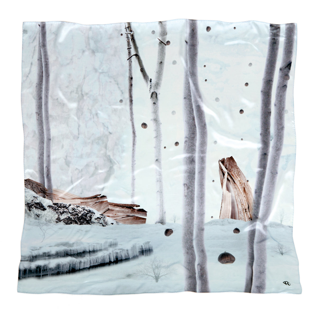 Exklusives Seidentuch mit Kunstprint von Theresa Lambrecht, KaDeWe Tuch Kollektion, hochwertige bunte Seidentücher