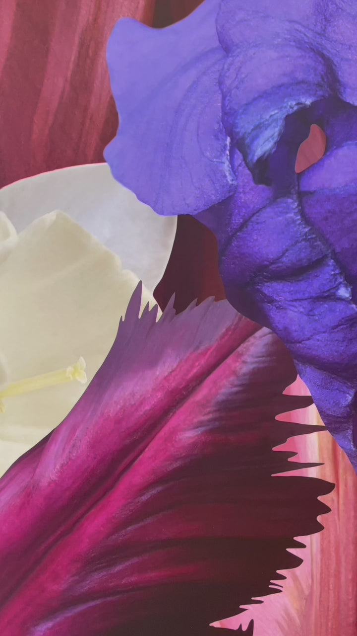 Kunstwerke von Theresa Lambrecht und Karolin Kruger aus der Ausstellung 'the garden in my heart' bei Dentons Kanzlei Berlin Gendarmenmarkt, digitale Kunst, Blumen Kunst, Großformate Blumen, Art for Sale