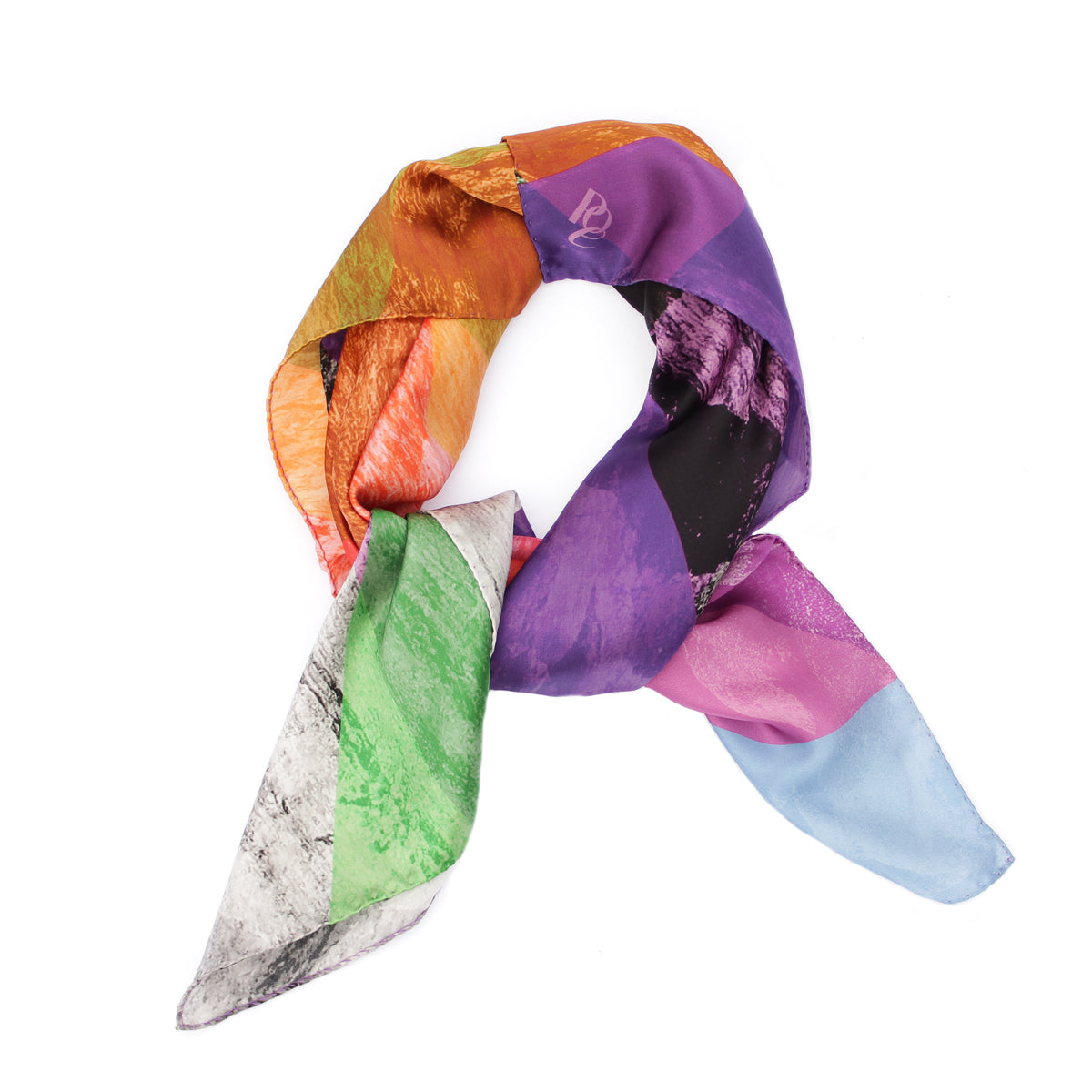 Exklusives Seidentuch mit Kunstprint von Theresa Lambrecht, KaDeWe Tuch Kollektion, hochwertige bunte Seidentücher