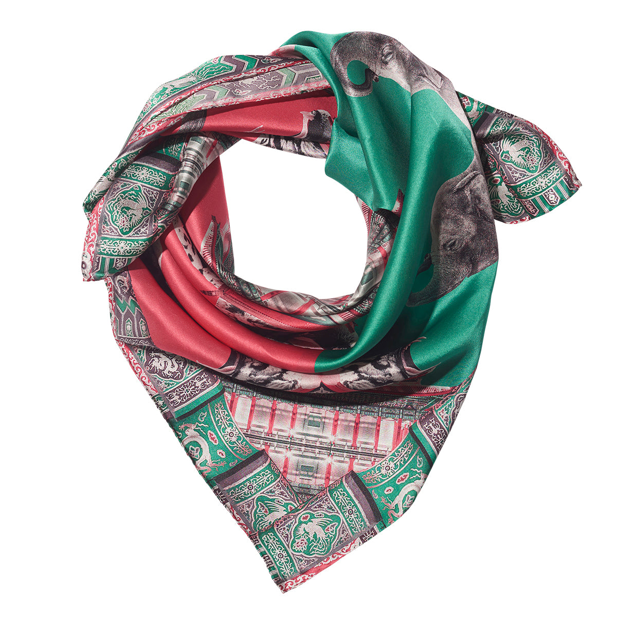 Exklusives Seidentuch mit Kunstprint von Theresa Lambrecht, KaDeWe Tuch Kollektion, hochwertige bunte Seidentücher