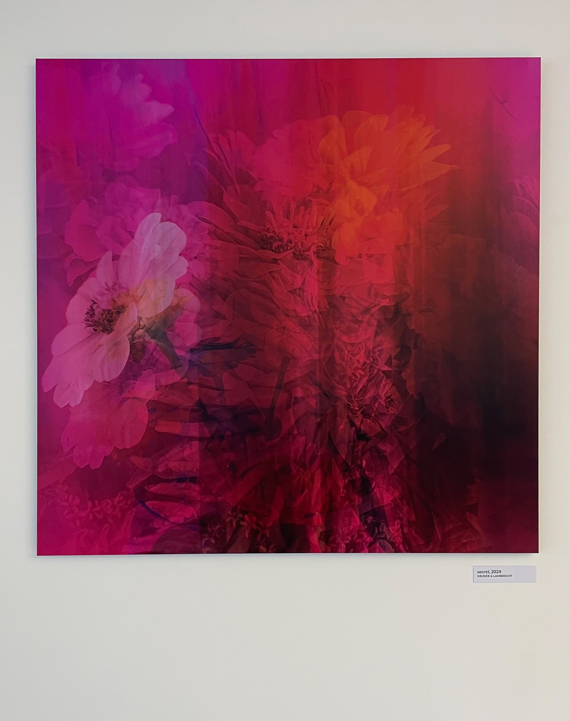 Limitierte Edition 'secret' von Theresa Lambrecht und Karolin Kruger, digitale Collage, die verborgene Emotionen und natürliche Elemente vereint, verfügbar auf Alu-Dibond.
