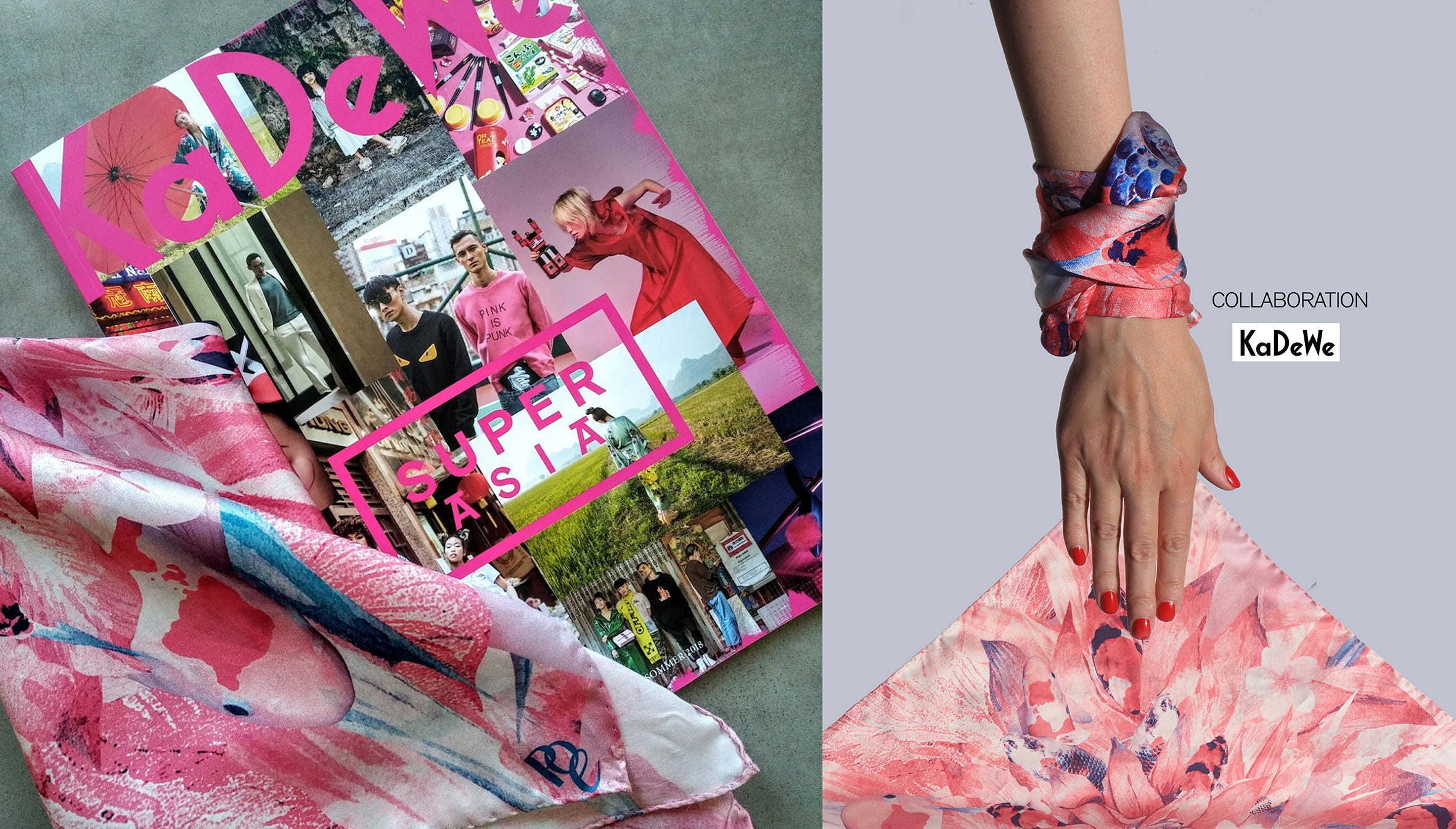 Luxuriöse Seidentücher von Theresa Lambrecht. Kunstvolle Designs für stilvolle Accessoires oder als Geschenk für Kunstliebhaber. Kadewe Aisa Collection.
